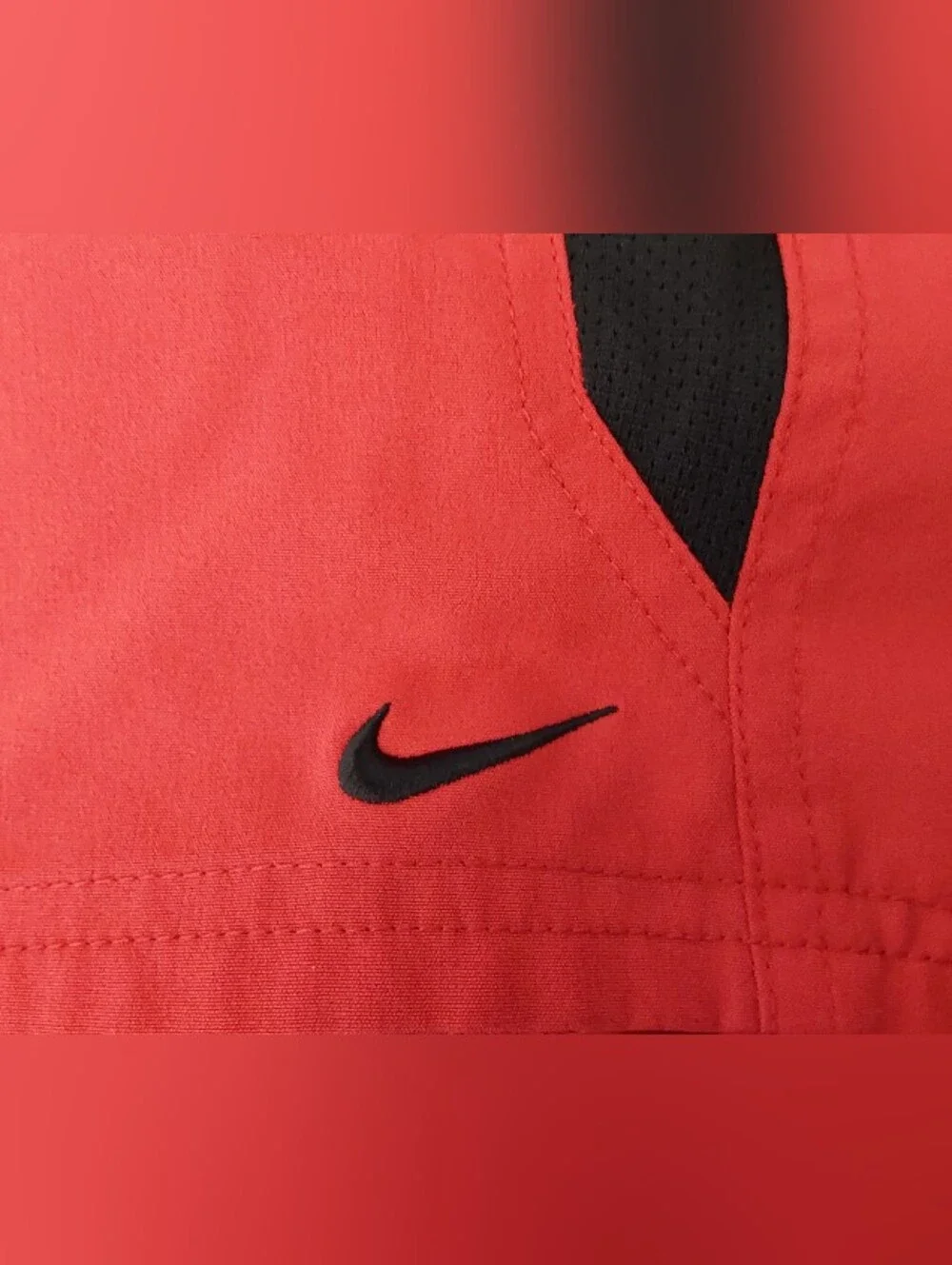 Nike Red Swim Trunks with Black Accent Trim & Drawstring Closure